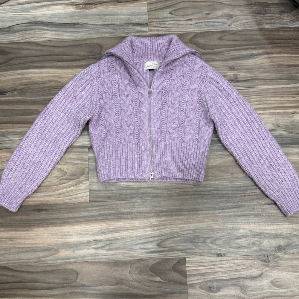 Universal Thread Lilac Knit Zip-Up Sweater